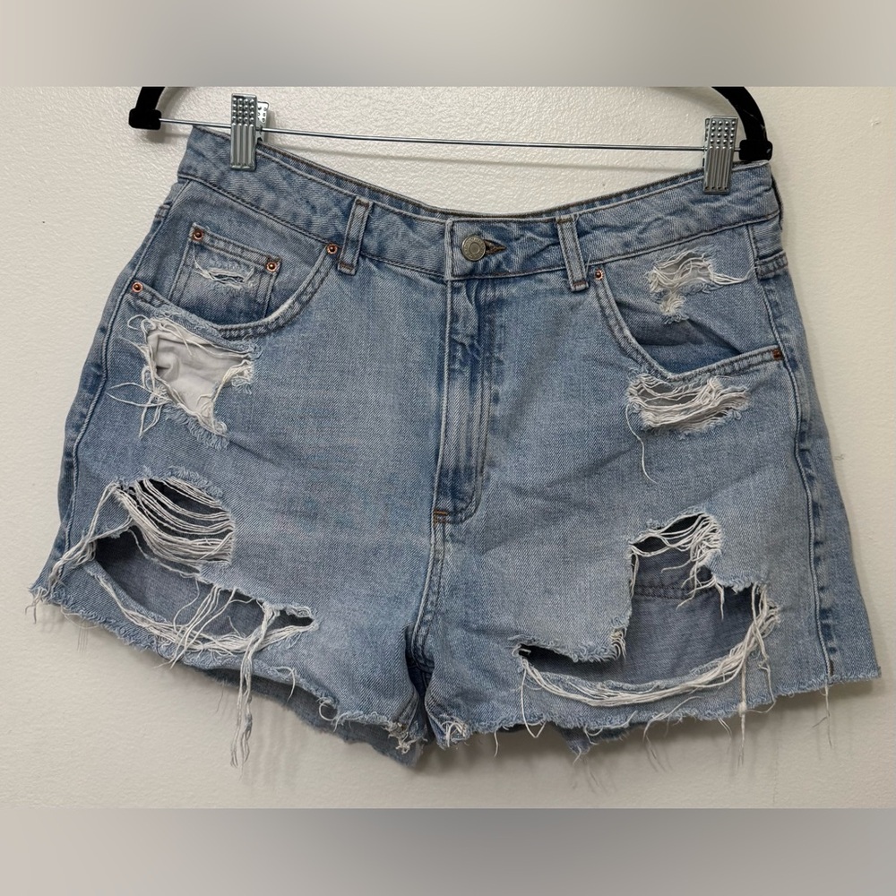 GUC Topshop Moto Denim Shorts | Distressed Edgy High-Waisted Cutoff Shorts